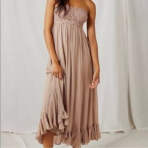 Free People Adella Corset Maxi Dress Hazelnut